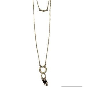 2/$15 - Boho Double Hoop Drop Necklace | Gold & Black Statement Necklace | NWT